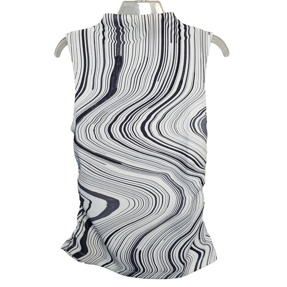 Desigual Distorted Stripe Funnel Neck Sleeveless Ruched Side Top Size EU M--US S